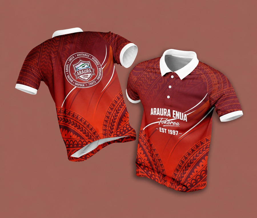 Araura Enua Tokoroa Polo – Flame Red (White Collar)