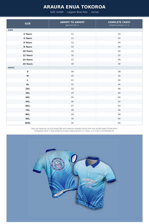 Araura Enua Tokoroa Polo – Lagoon Blue (Royal Blue Collar)