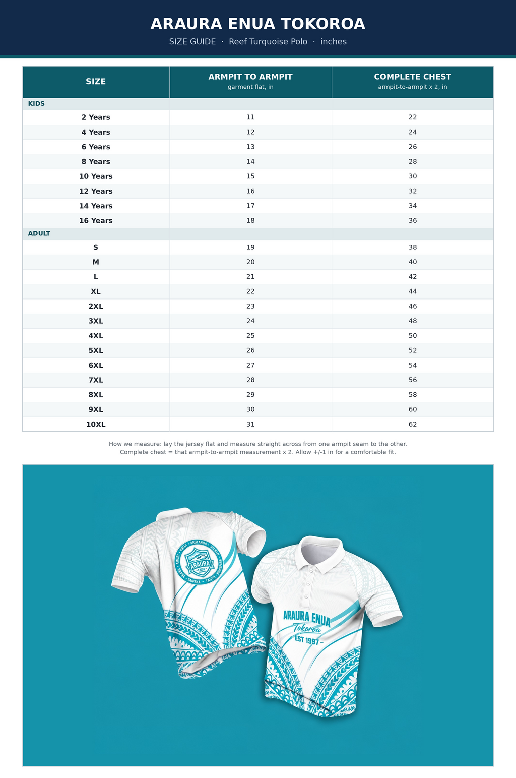 Araura Enua Tokoroa Polo – Reef Turquoise (White Collar)