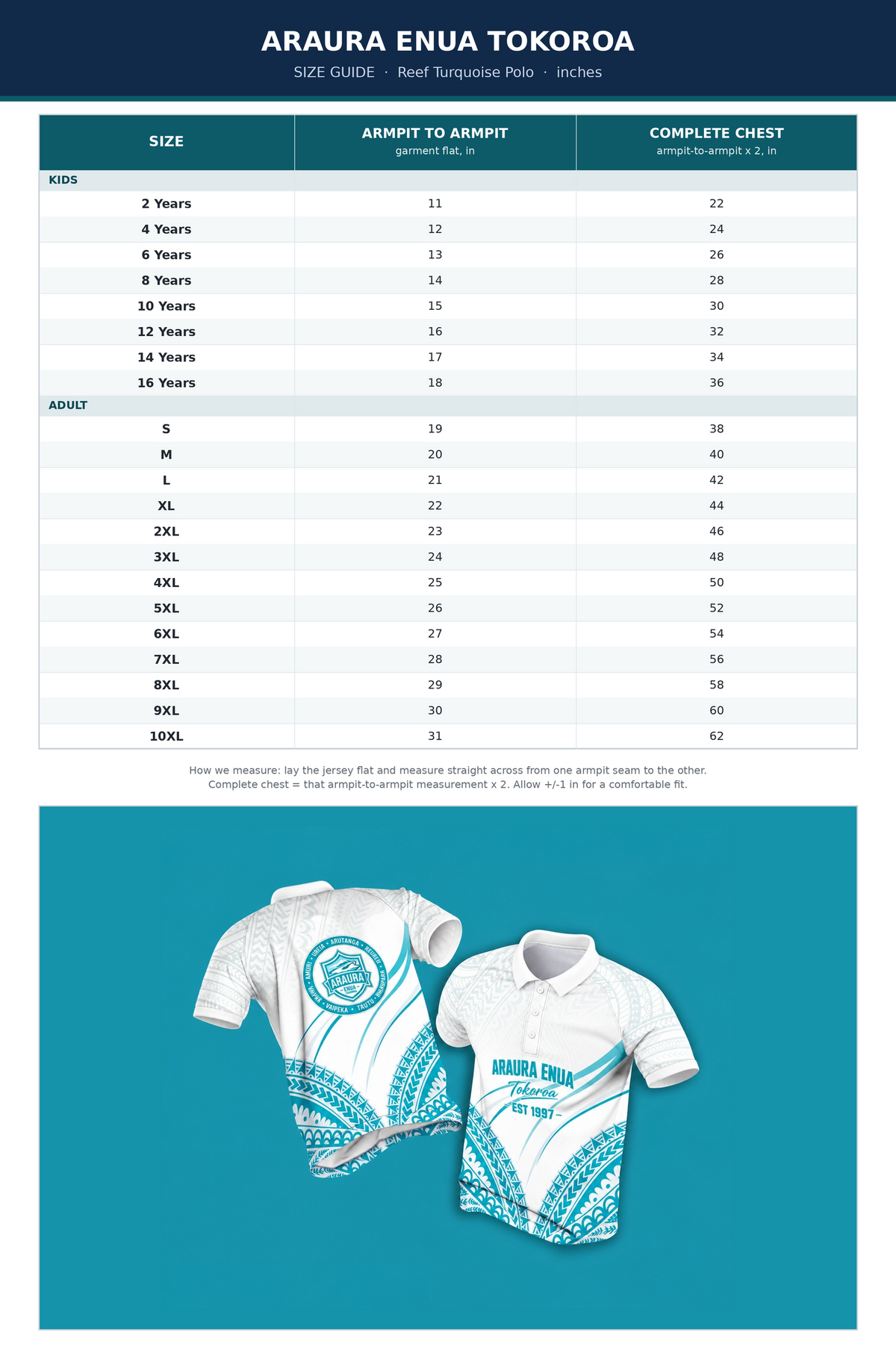 Araura Enua Tokoroa Polo – Reef Turquoise (White Collar)