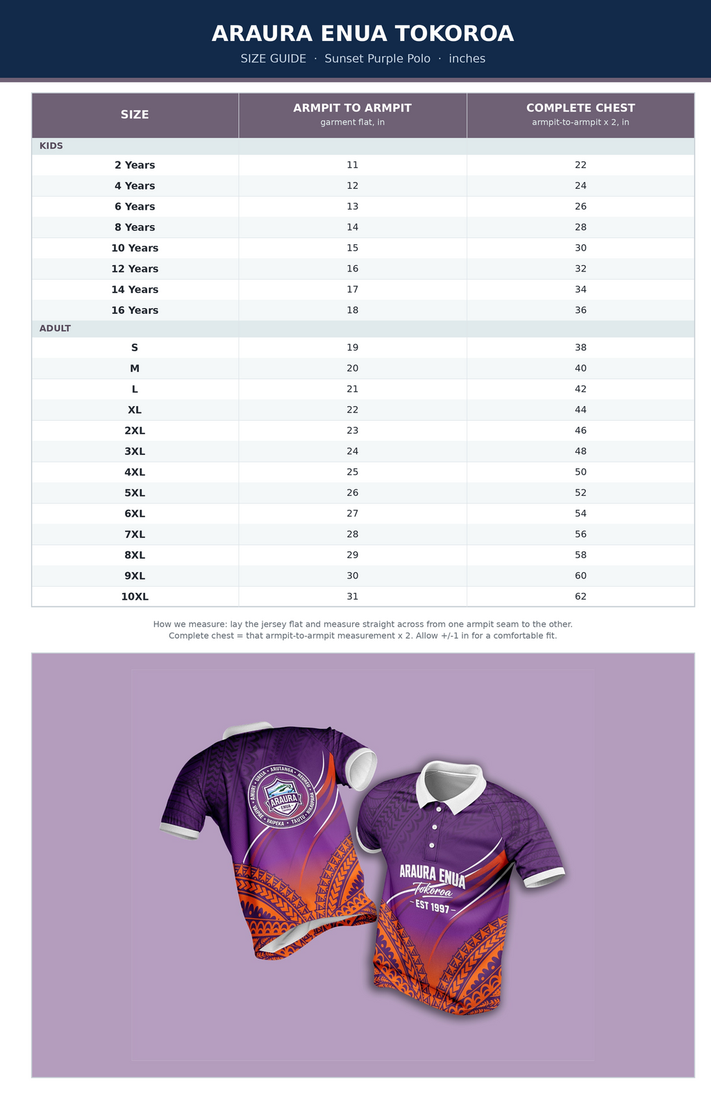 Araura Enua Tokoroa Polo – Sunset Purple (Orange Collar)