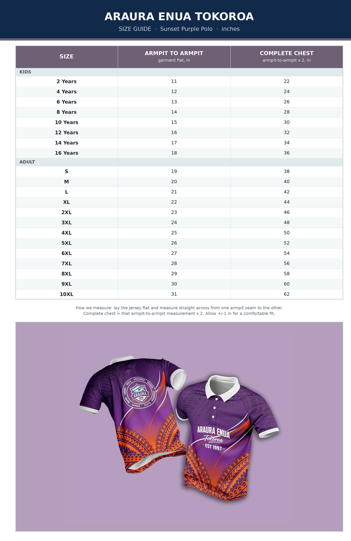 Araura Enua Tokoroa Polo – Sunset Purple (Orange Collar)