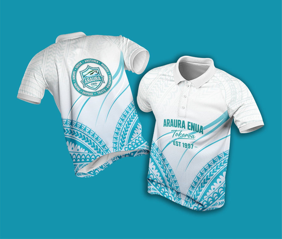 Araura Enua Tokoroa Polo – Reef Turquoise (White Collar)