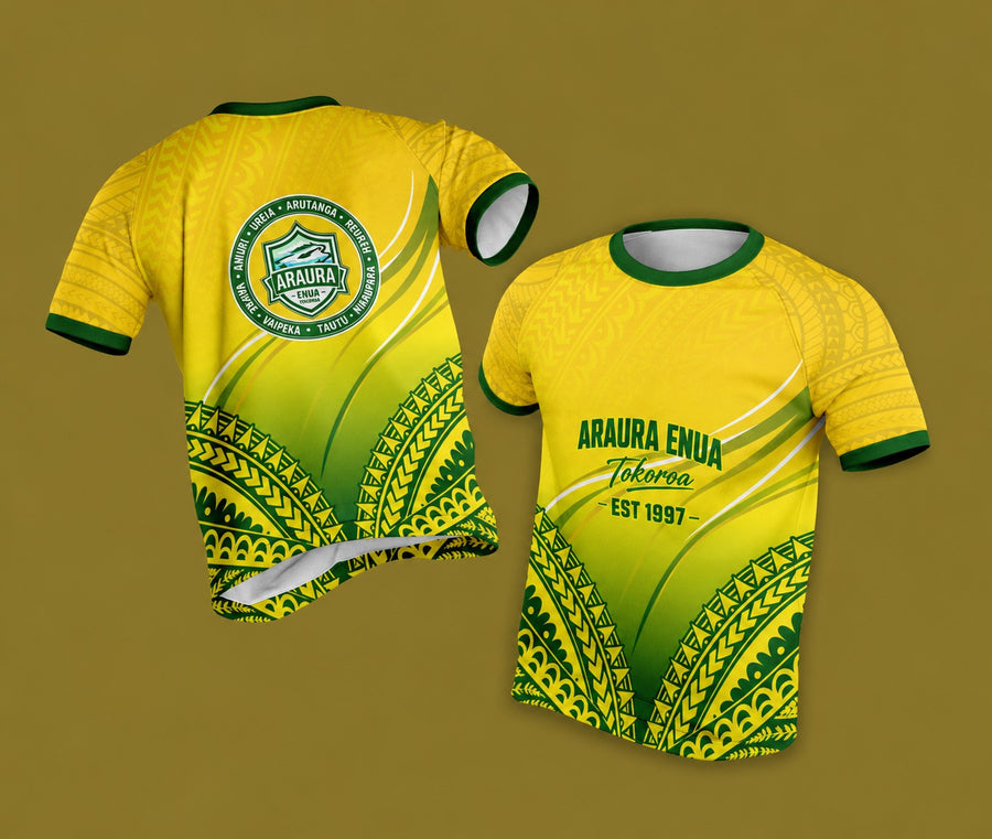 Araura Enua Tokoroa Tee – Tropic Gold (Round Neck)